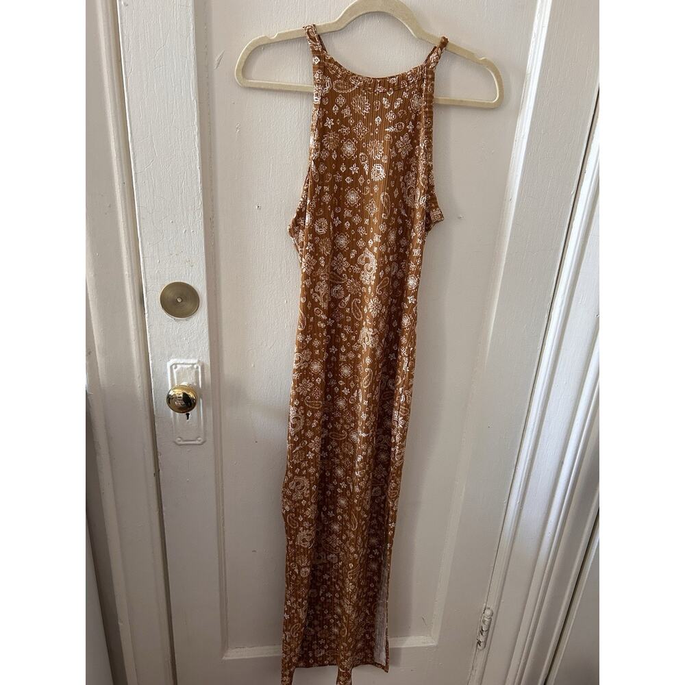 NWT Hippie Rose Paisley Orange Maxi Dress‎ With Side Slit | S